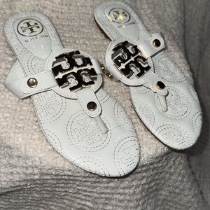 Tory Burch White and Gold Sandals